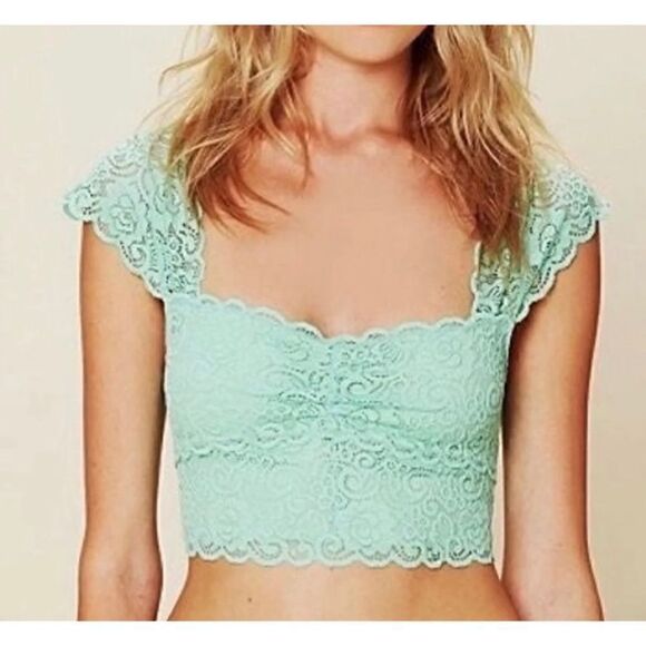 Intimately Free People Womens Chase Me Lace Crop Bralette Pink S in Lime NWT - Picture 1 of 5